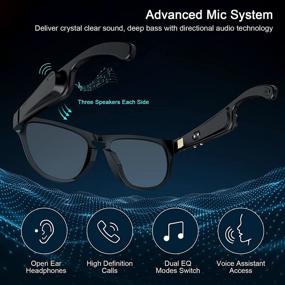 img 2 attached to 🕶️ SY717 Smart Glasses with Open Ear Headphones and Bluetooth Audio Speakers - Black Frame with Anti-Blue Light Lens
