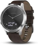 🕒 garmin vívomove hr hybrid smartwatch in black/silver with large leather band - renewed logo