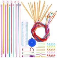 🧶 complete tunisian crochet hook set with colorful cable and bamboo needles: includes aluminum afghan hooks, carbonized bamboo needle, and beads knitting accessories - sizes 2-8 mm and 3-10 mm logo