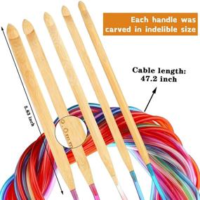 img 2 attached to 🧶 Complete Tunisian Crochet Hook Set with Colorful Cable and Bamboo Needles: Includes Aluminum Afghan Hooks, Carbonized Bamboo Needle, and Beads Knitting Accessories - Sizes 2-8 mm and 3-10 mm