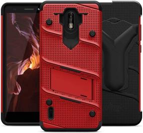 img 1 attached to 📱 ZIZO Bolt Series Nokia 3.1 C Case: Military Grade Drop Test with Full Glass Screen Protector, Holster, and Kickstand - Red Black