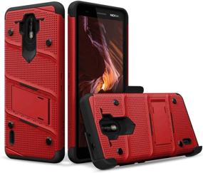 img 3 attached to 📱 ZIZO Bolt Series Nokia 3.1 C Case: Military Grade Drop Test with Full Glass Screen Protector, Holster, and Kickstand - Red Black