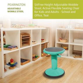 img 3 attached to Pearington SitFree Wobble Stool: Height Adjustable Active Seating Chair for Kids and Adults - Teal - Ideal for School and Office Use