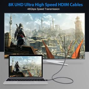 img 1 attached to 🔌 MINJANDLEE 2Pack 8K HDMI 2.1 Cable - Ultra High Speed 48Gbps - Certified, Braided Cord 6.6ft - 4K120 8K60 144Hz eARC HDR HDCP 2.2 2.3 3D - Compatible with Ethernet - PS5, PS4, X-Box Series X, LG QLED TV