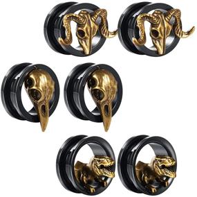 img 4 attached to 🚀 COOEAR Gauges Ears Plugs and Tunnels: Black Screw Back Earrings Upgrade Piercing - 1 Pair Gift Packing - Stretchers 2g to 1 Inch