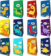 dinosaur party bags for kids birthday and baby shower – 24 packs of dinosaur candy bags, gift bags with 12 different types for jurassic theme party suppliers логотип