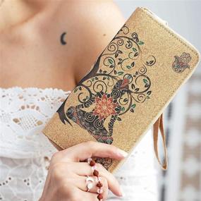 img 3 attached to 👜 Buddha Cork Vegan Zip Around Women's Wristlet Wallet - Spiritual Design with Tree of Life, Chakras, Ganesh, Hamsa, Om Symbol, and Lotus Flower - Card, Coin, and Cell Phone Holder for Women - Billetera para mujer