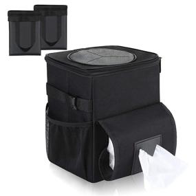 img 4 attached to 🚗 Simplify Your Car Clean-up with SUHU Car Trash Can: Lid, Liner Bags, Storage Pockets, Adjustable Tissue Holder & Straps - A Versatile Hanging Garbage Bin for Car Accessories
