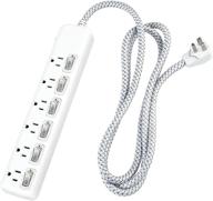 🔌 6 feet heavy duty extension cord with power strip individual switches - wall mounted surge protector multi plug outlets for home, office, and workshop - 15a/125v/1875w /300j logo