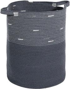 img 4 attached to 🧺 Modicum Extra Large Woven Storage Basket - 20" x 15" - Cotton Rope Decorative Basket: Versatile Laundry Hamper, Blanket Basket, Nursery Organizer, Toy Storage, Linen Holder, Pillows (Dark Grey)