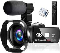 🎥 capture stunning 4k videos: ultra hd camcorder with night vision, wifi, external mic, and lens hood logo