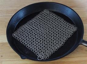 img 2 attached to 🧼 Küche Chef XL Cast Iron Cleaner and Scrubber: Premium 316 Stainless Steel Chainmail Scrubber for Effective Cleaning, 8x8 Inch