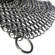 🧼 küche chef xl cast iron cleaner and scrubber: premium 316 stainless steel chainmail scrubber for effective cleaning, 8x8 inch logo