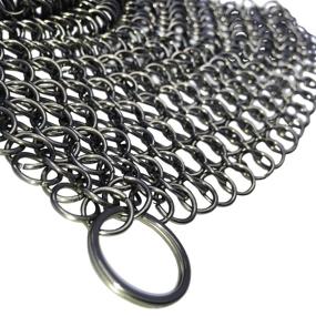 img 4 attached to 🧼 Küche Chef XL Cast Iron Cleaner and Scrubber: Premium 316 Stainless Steel Chainmail Scrubber for Effective Cleaning, 8x8 Inch