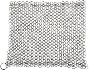 img 3 attached to 🧼 Küche Chef XL Cast Iron Cleaner and Scrubber: Premium 316 Stainless Steel Chainmail Scrubber for Effective Cleaning, 8x8 Inch