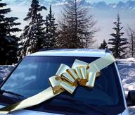 🎁 stunning 25" wide metallic gold car bow - perfect ribbon gift decoration for christmas, birthdays, and graduations - fully assembled logo