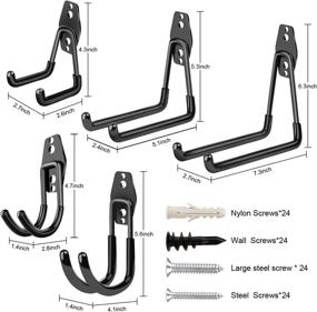 img 2 attached to 🔧 12-Pack STURME Garage Utility Storage Hooks - Heavy Duty Steel Hooks for Wall Hanging Power Tools, Ladders, Bikes, Bulk Items, Garden Hoses, and More Equipment (Black)