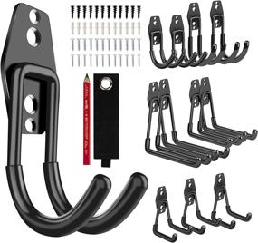 img 4 attached to 🔧 12-Pack STURME Garage Utility Storage Hooks - Heavy Duty Steel Hooks for Wall Hanging Power Tools, Ladders, Bikes, Bulk Items, Garden Hoses, and More Equipment (Black)