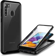 📱 e-began case for samsung galaxy a21 with built-in screen protector - full-body protection - shockproof rugged bumper cover - impact resistant and durable - black logo