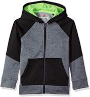 high-performing hanes boys tech fleece full-zip raglan hoodie: ultimate warmth and comfort! logo