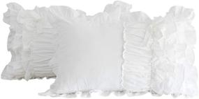 img 4 attached to 🛏️ Softta 20x30 Ruffle Pillowcase Set - White Ruched Decorative Ruffles Pillow Shams 2pcs - 100% Washed Cotton - Twin/Full/Queen Size - Envelope Closure - (NO Comforter NO Filling)