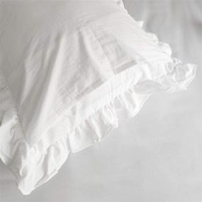 img 1 attached to 🛏️ Softta 20x30 Ruffle Pillowcase Set - White Ruched Decorative Ruffles Pillow Shams 2pcs - 100% Washed Cotton - Twin/Full/Queen Size - Envelope Closure - (NO Comforter NO Filling)