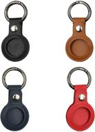 west leathers anti-lost leather case for airtag (4 pack) - protective cover with keychain ring for safety, apple airtag locator and tracking logo