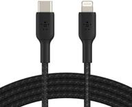 🔌 belkin braided usb c to lightning cable - mfi certified iphone fast charger - compatible with iphone 13, 12, 11, pro, pro max, mini, ipad, airpods - 3.3ft/1m (black) logo