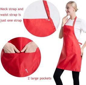 img 3 attached to 🎁 High-Quality Red Plain Bib Aprons Bulk with 2 Front Pockets for Men and Women – Set of 15