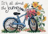 🚲 dimensions 'the journey' bicycle counted cross stitch kit: 14 count white aida, 7" x 5" - complete your crafty trek with this exquisite kit logo