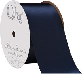 img 3 attached to 🎀 Offray Berwick Navy Blue Satin Ribbon, 2.25" Wide, 10 Yards - High Quality Double Face Satin Ribbon