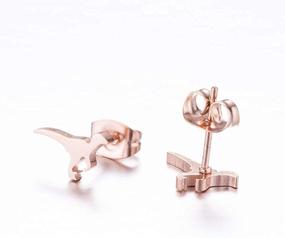 img 2 attached to Fashion Raptor Dinosaur Earrings: Adorable Cartoon 🦖 Animal Small Studs Jewelry for a Trendy Look