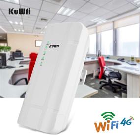 img 1 attached to KuWFi 300Mbps наружный 4G LTE CPE WiFi маршрутизатор с слотом для SIM-карты CAT4 SIM маршрутизаторы с адаптером POE работают с IP-камерой или Wi-Fi-покрытием снаружи (версия для США B2/B4/B5/B12/B13/B14/B66/B71)