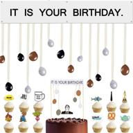 🎉 the office dwight theme birthday party decorations - 'it is your birthday' banner and cake topper set, perfect party merchandise by dwight k. schrute, infamous husband. ideal for baby boy's birthday celebration with photo booth props логотип