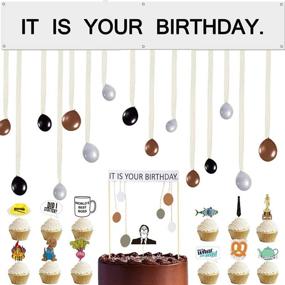 img 4 attached to 🎉 The Office Dwight Theme Birthday Party Decorations - 'It is Your Birthday' Banner and Cake Topper Set, Perfect Party Merchandise by Dwight K. Schrute, Infamous Husband. Ideal for Baby Boy's Birthday Celebration with Photo Booth Props