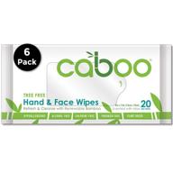 caboo tree-free bamboo hand and face wipes - eco-friendly, sensitive skin wet wipes, 6 travel packs, 20 wipes/pack (total 120 wipes) logo