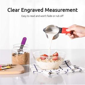 img 1 attached to U-Taste Magnetic Measuring Cups and Spoons Set - 13 Piece Stainless Steel Kitchen Measuring Set with Professional Conversion Chart