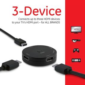 img 2 attached to 🔌 GE 4K HDMI переключатель для 3 устройств - Совместим с Smart TV, Roku, Xbox, PS3, PS4, Fire Stick, DVD, Blu Ray, Fire TV, HDTV, Кабельным приставками, ПК - 4K 1080p 30 FPS Ultra HD, HDCP 1.4 - Черный, Модель 33624