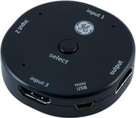 🔌 ge 4k hdmi переключатель для 3 устройств - совместим с smart tv, roku, xbox, ps3, ps4, fire stick, dvd, blu ray, fire tv, hdtv, кабельным приставками, пк - 4k 1080p 30 fps ultra hd, hdcp 1.4 - черный, модель 33624 логотип