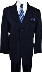 img 3 attached to Boys Pinstripe Suit Matching Black Boys' Clothing ~ Suits & Sport Coats