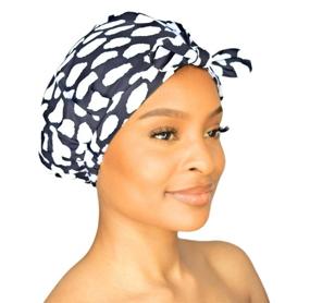 img 4 attached to Роскошная душевая шапочка для женщин от GRACE & COMPANY - 100% водонепроницаемая, многоразовая, стиральная и дышащая - коллекция Касабланка: оставайтесь стильными и защищенными в душе