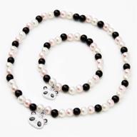 claire's club kid's panda stretch bracelets with pearl beads - pack of 2 logo