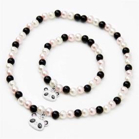 img 1 attached to Claire's Club Kid's Panda Stretch Bracelets with Pearl Beads - Pack of 2