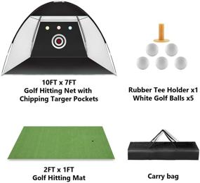 img 3 attached to 🏌️ Golf Practice Net with Target and Carry Bag, 10x7ft Hitting Training Aids Nets for Backyard Driving Chipping - Includes 1 Golf Mat, 5 Golf Balls, and 1 Golf Tees - Ideal for Men, Kids, Indoor and Outdoor Sports Games