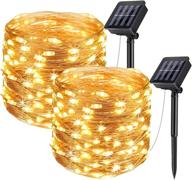 🌞 rayslife 2-pack outdoor waterproof solar fairy string lights - 72 feet each with 200 led copper wire lights, 8 modes for patio, garden, tree decorations - warm white logo