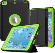 📱 seymac ipad mini 4/5 case - heavy duty three layer drop protection with smart auto sleep/wake function- black/green stand case logo