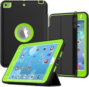 img 4 attached to 📱 SEYMAC iPad Mini 4/5 Case - Heavy Duty Three Layer Drop Protection with Smart Auto Sleep/Wake Function- Black/Green Stand Case