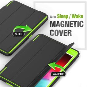 img 1 attached to 📱 SEYMAC iPad Mini 4/5 Case - Heavy Duty Three Layer Drop Protection with Smart Auto Sleep/Wake Function- Black/Green Stand Case