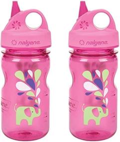 img 1 attached to 🐘 Nalgene Grip 'n Gulp Elephant Pink: Set of 2 – Durable and Leak-Proof Bottles for Kids