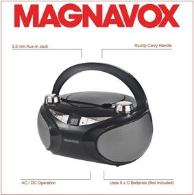 img 2 attached to 🎧 Портативный CD-бумбокс Magnavox MD6949-BK с верхней загрузкой, стерео-радиоприемником AM/FM, технологией Bluetooth, совместимостью с CD-R/CD-RW, LED-дисплеем - черный